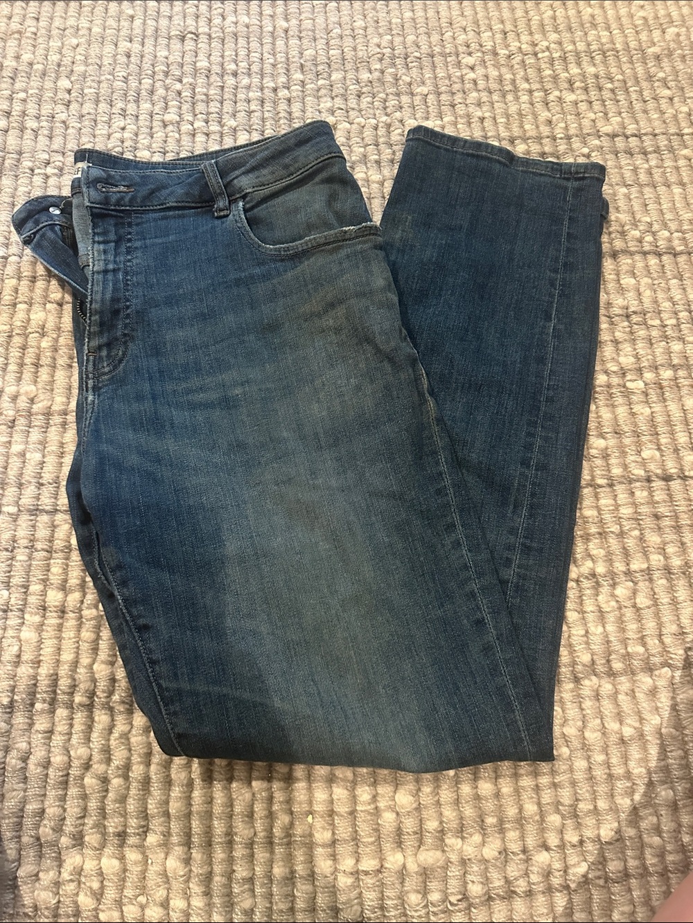 Warp + Weft Men's Straight Dark Blue Denim Jeans